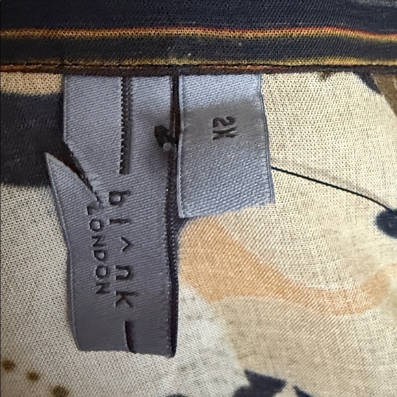 Blånk London Floral Stripe Tiered Shirt Dress Tunic Boho 3/4 Sleeve 2X Earthy - Picture 12 of 16